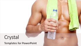  Presentation with holding bucket while water droplet - Theme consisting of six tastes - fitness man holding a bottle background and a  colored foreground