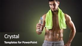  Presentation with fresh man chemistry - Theme featuring six tastes - fitness man holding a bottle background and a dark gray colored foreground