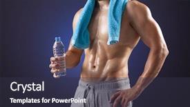  Presentation with water bottle - Audience pleasing presentation theme consisting of six tastes - fitness man holding a bottle backdrop and a tawny brown colored foreground