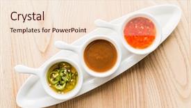  Presentation with sauces - Slide deck consisting of six tastes - set of sauces background and a lemonade colored foreground