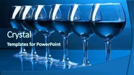  Presentation with blue - Colorful presentation theme enhanced with six tastes - wineglasses on blue background backdrop and a  colored foreground