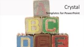  Presentation with colour blocking building blocks - Presentation theme enhanced with six vintage wooden blocks background and a white colored foreground