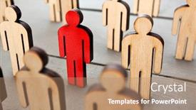  Presentation with one person black shadow - Presentation design having six-wooden-persons background and a coral colored foreground