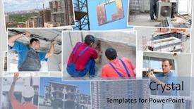  Presentation with air conditioning - Presentation theme with six workers four models mount background and a light blue colored foreground