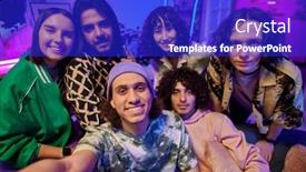  Presentation with intercultural - PPT theme having six-young-intercultural-men background and a cobalt blue colored foreground