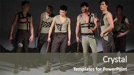  Presentation with group of diverse people - Beautiful presentation theme featuring six young people with mace backdrop and a dark gray colored foreground