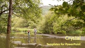  Presentation with hiking - Amazing presentation theme having sixty stone - senior couple crossing river whilst backdrop and a tawny brown colored foreground