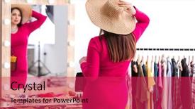  Presentation with boutique - Colorful slide set enhanced with size - beautiful overweight woman shopping backdrop and a red colored foreground