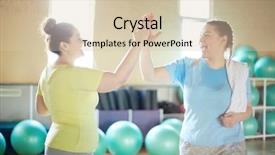  Presentation with women making - Theme enhanced with size - two active oversized women making background and a lemonade colored foreground