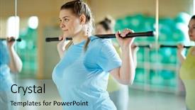  Presentation with super woman women power - Audience pleasing PPT layouts consisting of size - young sweaty oversized woman backdrop and a light blue colored foreground
