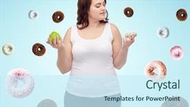  Presentation with bad apple - Beautiful theme featuring size woman choosing between apple backdrop and a cool aqua colored foreground