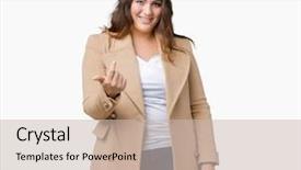  Presentation with power plug winter - Presentation theme having size young woman wearing winter background and a  colored foreground