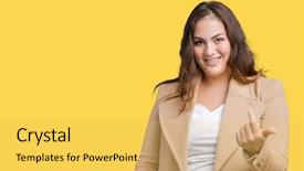  Presentation with power plug winter - PPT theme consisting of size young woman wearing winter background and a yellow colored foreground