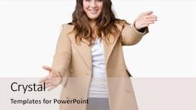  Presentation with young sing woman singing young - Colorful PPT theme enhanced with size young woman wearing winter backdrop and a  colored foreground