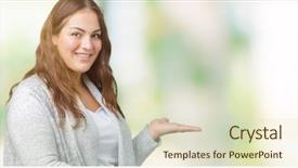  Presentation with young sing woman singing young - Slide deck enhanced with size young woman wearing winter background and a soft green colored foreground