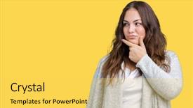  Presentation with young sing woman singing young - Slide deck enhanced with sizes - beautiful plus size young woman background and a yellow colored foreground