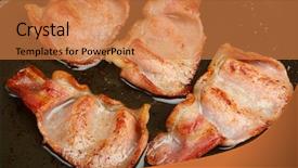  Presentation with frying - Cool new presentation theme with sizzling - bacon rashers frying backdrop and a coral colored foreground