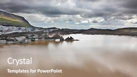  Presentation with lake ice - PPT theme enhanced with skaftafell national park ice covered with volcanic ash mirror lake formed as a result of thawing of a glacier vatnajokull glacier spurs iceland in july background and a coral colored foreground