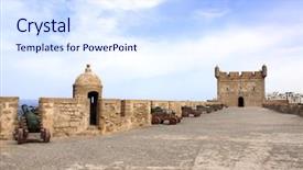  Presentation with north africa - Presentation theme with skala du port essaouira morocco background and a sky blue colored foreground