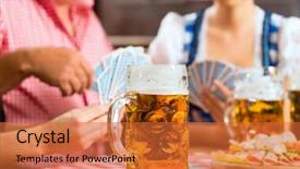  Presentation with bavaria - Audience pleasing presentation design consisting of skat - pub - friends in tracht backdrop and a red colored foreground