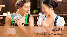 Presentation with bavaria - PPT layouts enhanced with skat - pub - friends in tracht background and a coral colored foreground