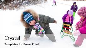  Presentation with hill - Slides with skat - small boy with friends background and a white colored foreground