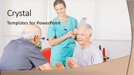  Presentation with old men - Theme enhanced with skat - two old men playing cards background and a sky blue colored foreground