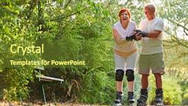 Presentation with senior couple - Beautiful PPT theme featuring skate - senior couple having fun while backdrop and a tawny brown colored foreground