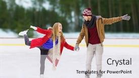  Presentation with rink - PPT layouts featuring skate - winter and leisure concept background and a sky blue colored foreground