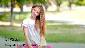  Presentation with teenage girl - Beautiful PPT layouts featuring skate boarding - attractive teenage girl backdrop and a  colored foreground
