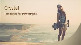  Presentation with fashion - Beautiful theme featuring skate boarding - beautiful and fashion young woman backdrop and a lemonade colored foreground