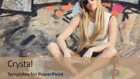  Presentation with sexy girl - Presentation having skate boarding - beautiful and sexy street girl background and a coral colored foreground