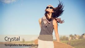  Presentation with lifestyle - Presentation theme consisting of skate boarding - fashion lifestyle beautiful young woman background and a lemonade colored foreground