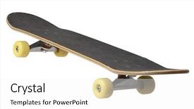  Presentation with yellow - Audience pleasing theme consisting of skate boarding - skateboard with yellow wheels backdrop and a white colored foreground