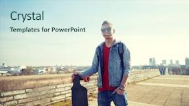  Presentation with middle school teens leisure activities - Presentation theme with skate boarding - sport leisure people and teenage background and a  colored foreground