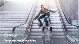  Presentation with girl power esami medie - Amazing presentation design having skate boarding - teenager girl ride her skateboard backdrop and a gray colored foreground