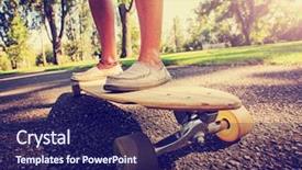  Presentation with vintage retro - Theme having skate boarding - wide angle shot background and a navy blue colored foreground