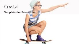  Presentation with way forward - Cool new PPT theme with skateboard and pointing forward backdrop and a sky blue colored foreground