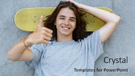  Presentation with ramp - Slide deck having skateboard at a ramp background and a light blue colored foreground