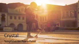  Presentation with street - Audience pleasing slide deck consisting of skateboard on the street backdrop and a coral colored foreground