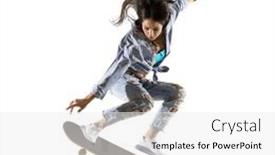  Presentation with extreme - Cool new PPT theme with skateboarder-doing-a-jumping-trick backdrop and a white colored foreground