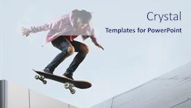  Presentation with extreme - Slide deck with skateboarder-doing-a-jumping-trick background and a sky blue colored foreground
