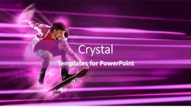  Presentation with sports - PPT layouts consisting of skateboarder-doing-a-jumping-trick background and a purple colored foreground