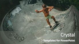  Presentation with ramp - PPT layouts consisting of skateboarder skateboarding at ramp background and a gray colored foreground