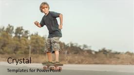  Presentation with sunset - Amazing presentation design having skater riding on the road backdrop and a coral colored foreground