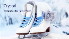  Presentation with winter skates - Colorful PPT theme enhanced with skates and hat on winter backdrop and a  colored foreground