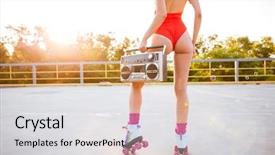  Presentation with record player - Colorful slide deck enhanced with skates holding old record player backdrop and a light gray colored foreground