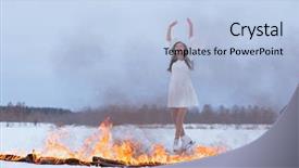  Presentation with winter skates - PPT theme having skates with burning fire background and a light blue colored foreground