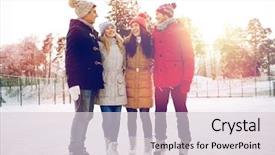  Presentation with ice rink - Slides having skating and hugging on rink background and a lemonade colored foreground