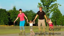  Presentation with skating - Amazing theme having skating in a summer park backdrop and a gold colored foreground